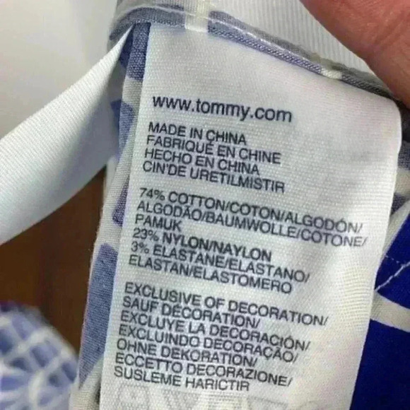 Tommy Hilfiger top size L Blue white window pane - Picture 9 of 10